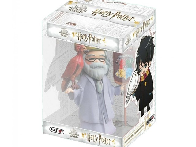Figura Albus Dumbledore y Fumseck y estandarte Hogwarts Plastoy. Harry Potter 15 cm